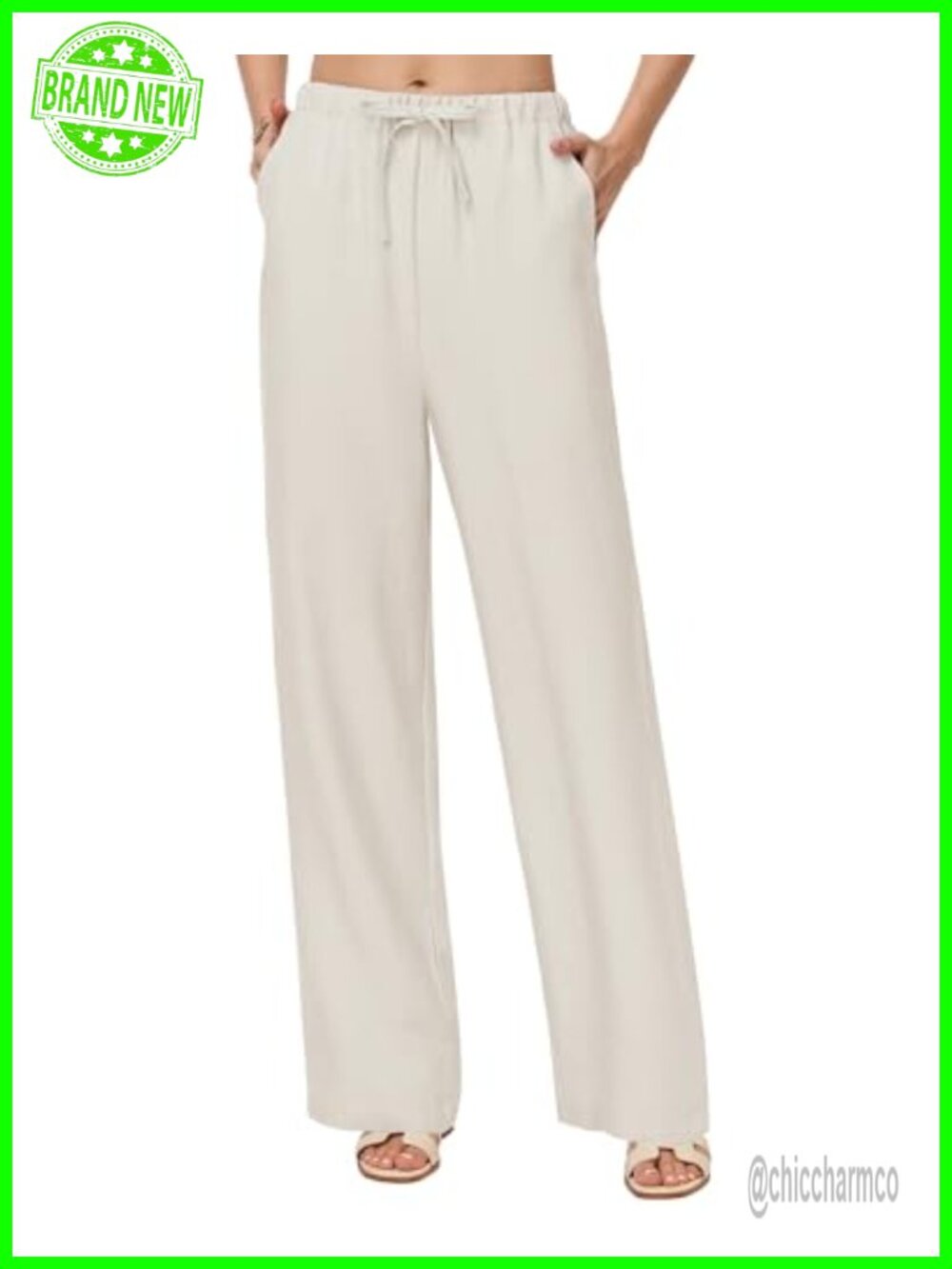 Tall Women's Wide Leg Linen Blend Pull On Pants 32 34 36 Inseam